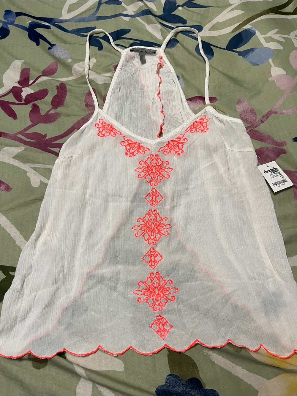 Charlotte Russe Embroidered Cami Tank